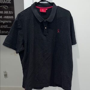 Vicomte A Polo Dark Gray and Fuschia